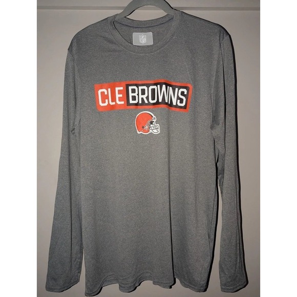 NFL Cleveland Browns Long Sleeve T-Shirt Football Gray Mens L NWT - Picture 1 of 3